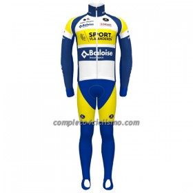 Completo Maglia ML + Pantaloncino con bretelle ML 2022 Sport Vlaanderen-Baloise Giallo Blu Bianco